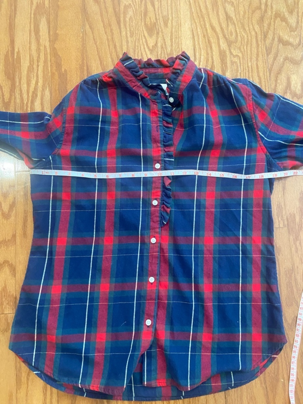 Trovata Michelle Plaid Blouse Birds of Paradis Ruffle Collar Cotton Top Size S - Picture 7 of 9